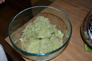 Squeeze water out of cabbage and add to bowl.