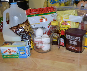 Gluten free flourless chocolate cake ingredients.