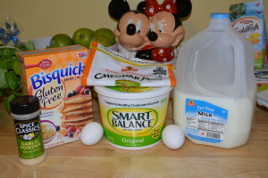 Ingredients for Fluffy Gluten Free Cheddar Biscuits.