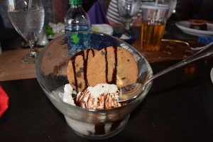 Cinderella's Royal Table gluten free ice cream and cookie sundae.