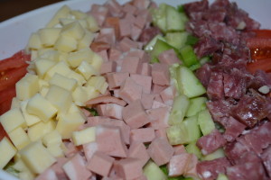 Carmine's Salad with chopped mortadella, provolone, and salami.