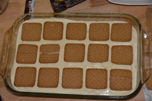 Top and final layer of gluten free graham crackers.